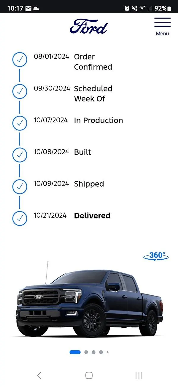 Ford F-150 2024 F-150 Scheduling This Week (8/22/24) for Production Weeks 9/30 - 10/14 1000005108