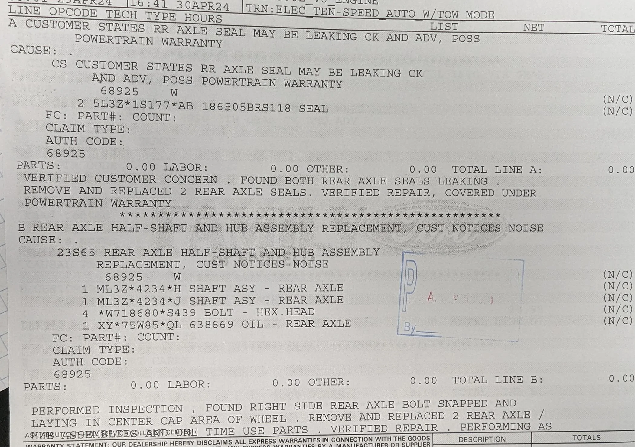 Ford F-150 Axle Bolt Sheared 1000008517