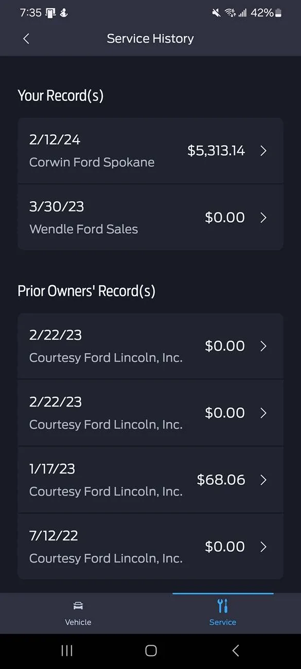 Ford F-150 False service records 1000014551