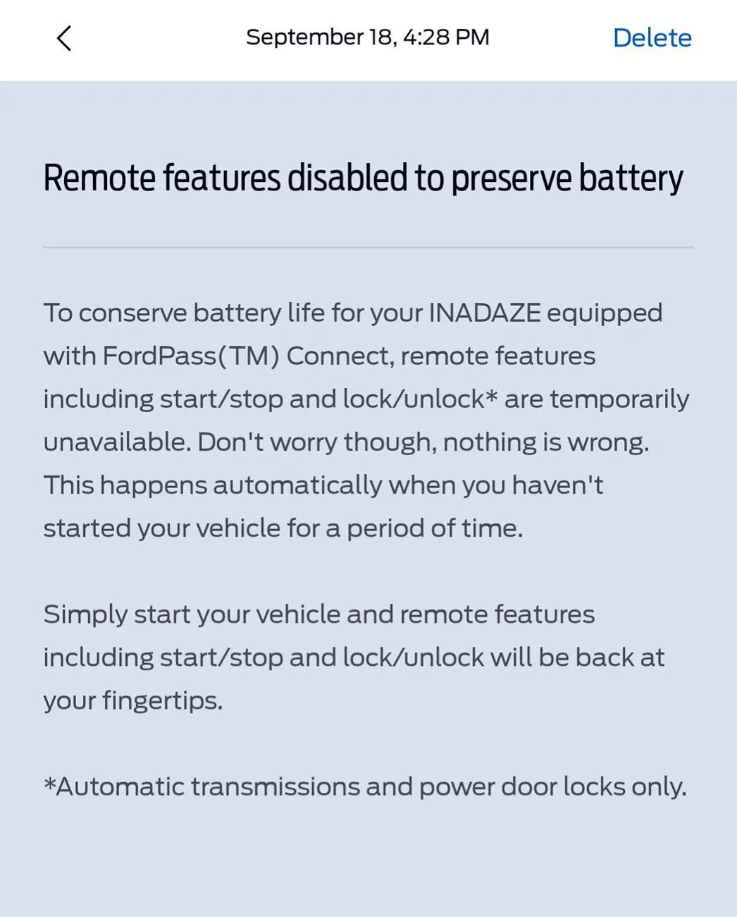 Ford F-150 Vehicle lock/unlock/start functions not working in FordPass now 1000017204