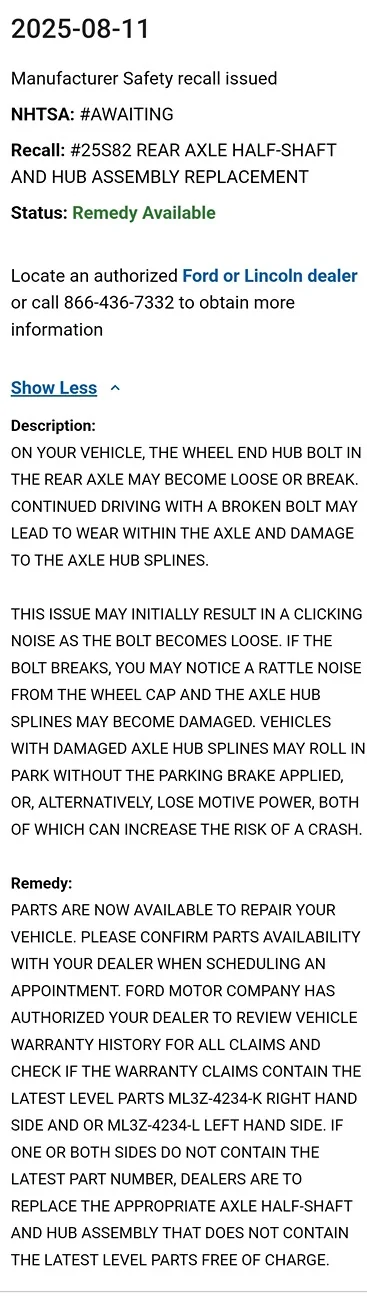 Ford F-150 Ford Recalls 103K F-150 Over Damaged Axle Bolts 1000018473