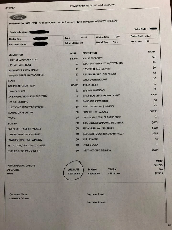 Ford F-150 2021 F-150 Tremor Scheduled 130161