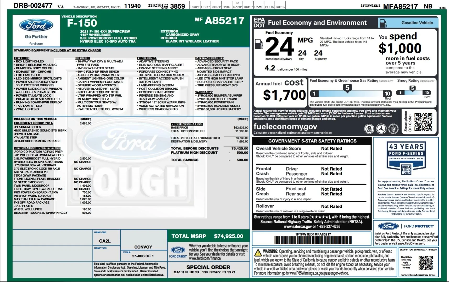 Ford F-150 🧭 Track Your F-150 Order by VIN Number 1611293452634