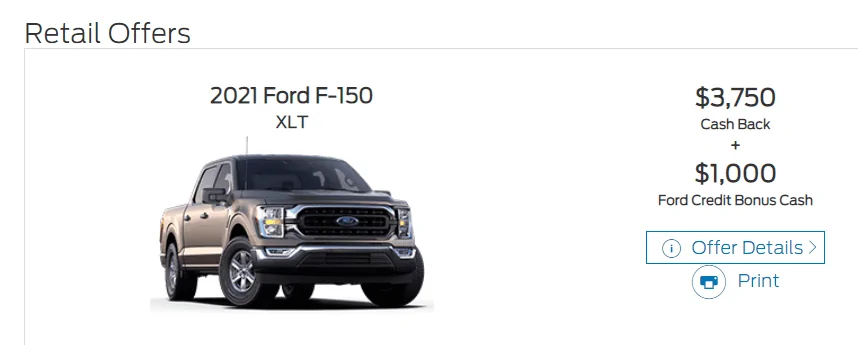 Ford F-150 2021 - Forecasted Rebates 1613519180337