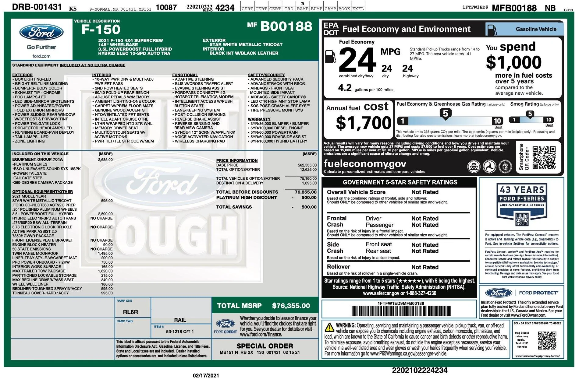 Ford F-150 22 FEB week builds 1613569507742