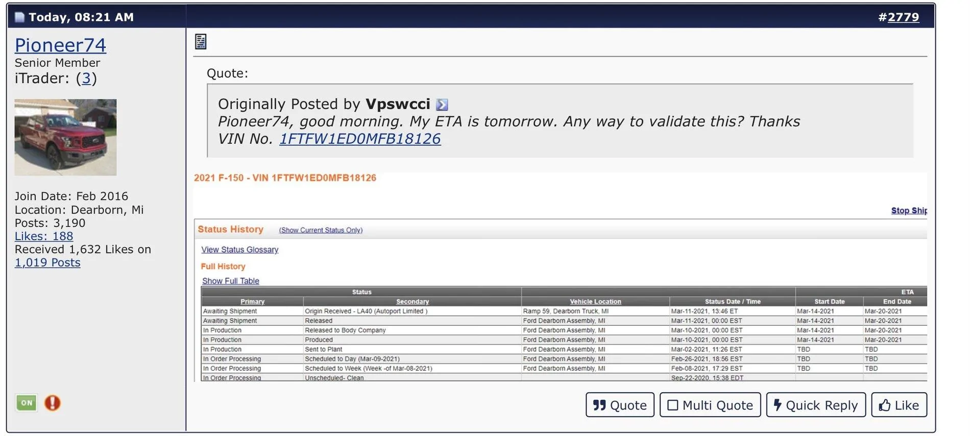 Ford F-150 March 8th, 2021 Build Week 1616167386065