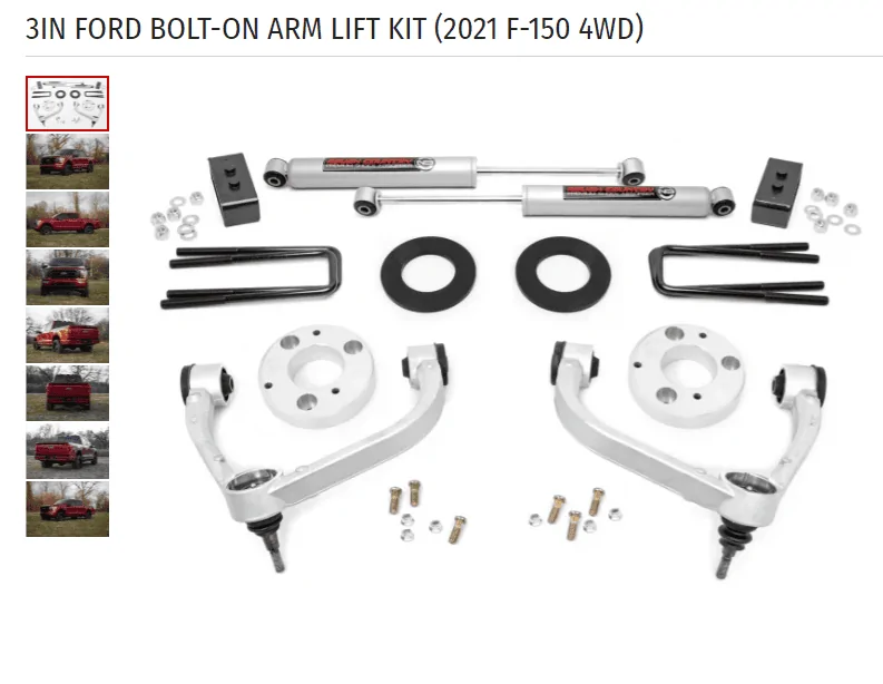 Ford F-150 Rough Country 3 IN Ford bolt-on arm lift kit [fitment for FX4] 1616708051728