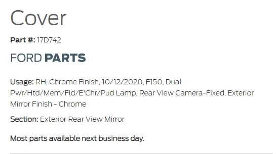 Ford F-150 WTB/T chrome mirror caps 1621968470336