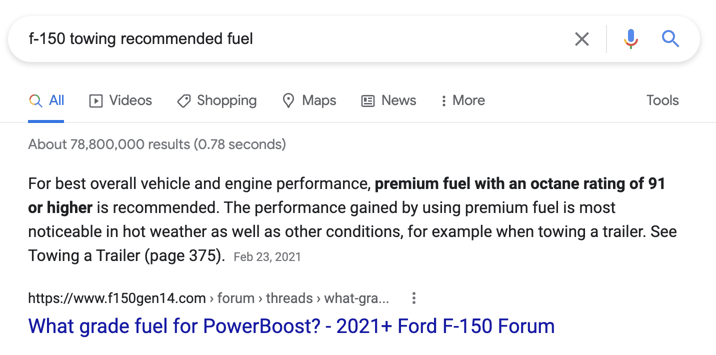 Ford F-150 What grade fuel for PowerBoost? 1628956914094