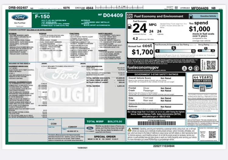 Ford F-150 11/1/2021 Build club 1635476087732