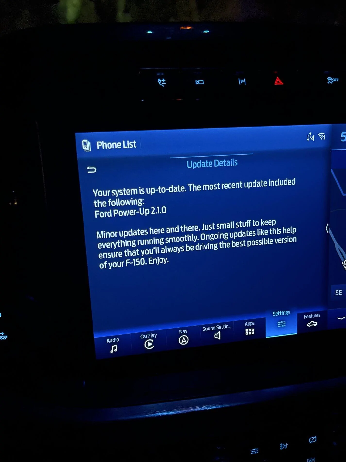 Ford F-150 Power-up 1.7.1 OTA Installed 1637292243051