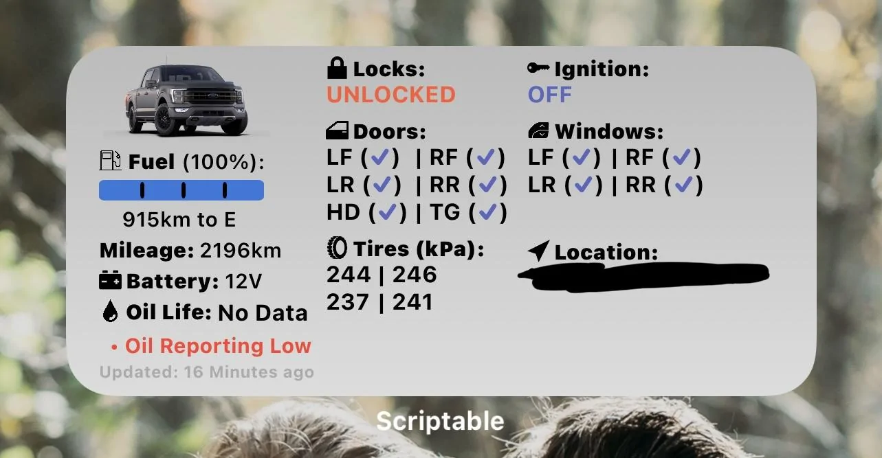 Ford F-150 FordPass - Scriptable Widget (iOS, iPad, MacOS) 1639940151624