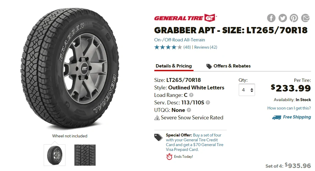 Ford F-150 Optional $295 tires 1640949862354