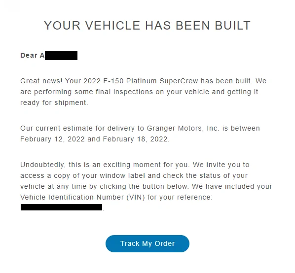 Ford F-150 01/03/22 Build Week 1643301699818