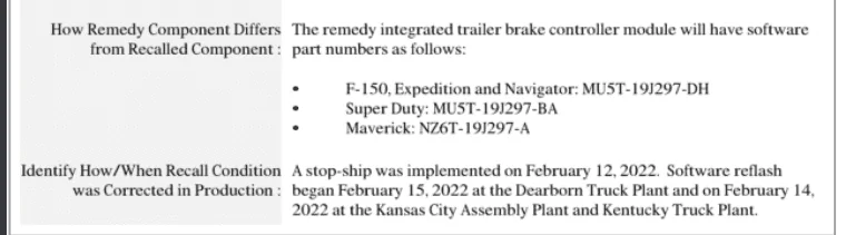 Ford F-150 Recall: REPROGRAM INTEGRATED TRAILER RELAY MODULE (Campaign/NHTSA#
22S17/22v193) 1650395723197