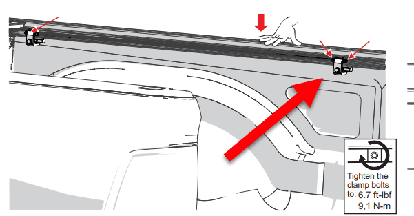Ford F-150 How do you tighten down bed cover bolts without the brackets rotating? 1654283705238