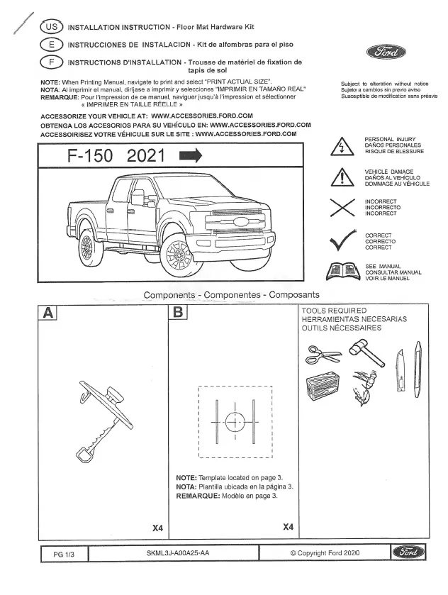 Ford F-150 Floor mats on vinyl floor. 1661541352157
