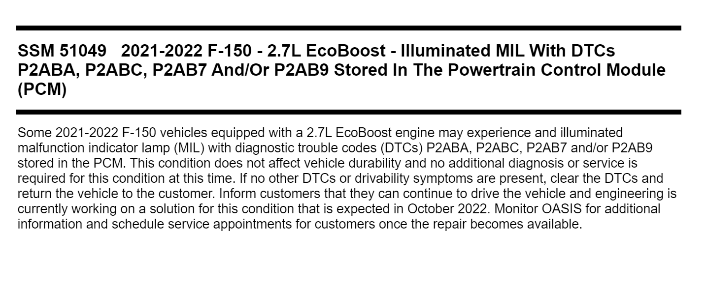 Ford F-150 Turbo wastegate actuator position sensor faults. 1661997808266