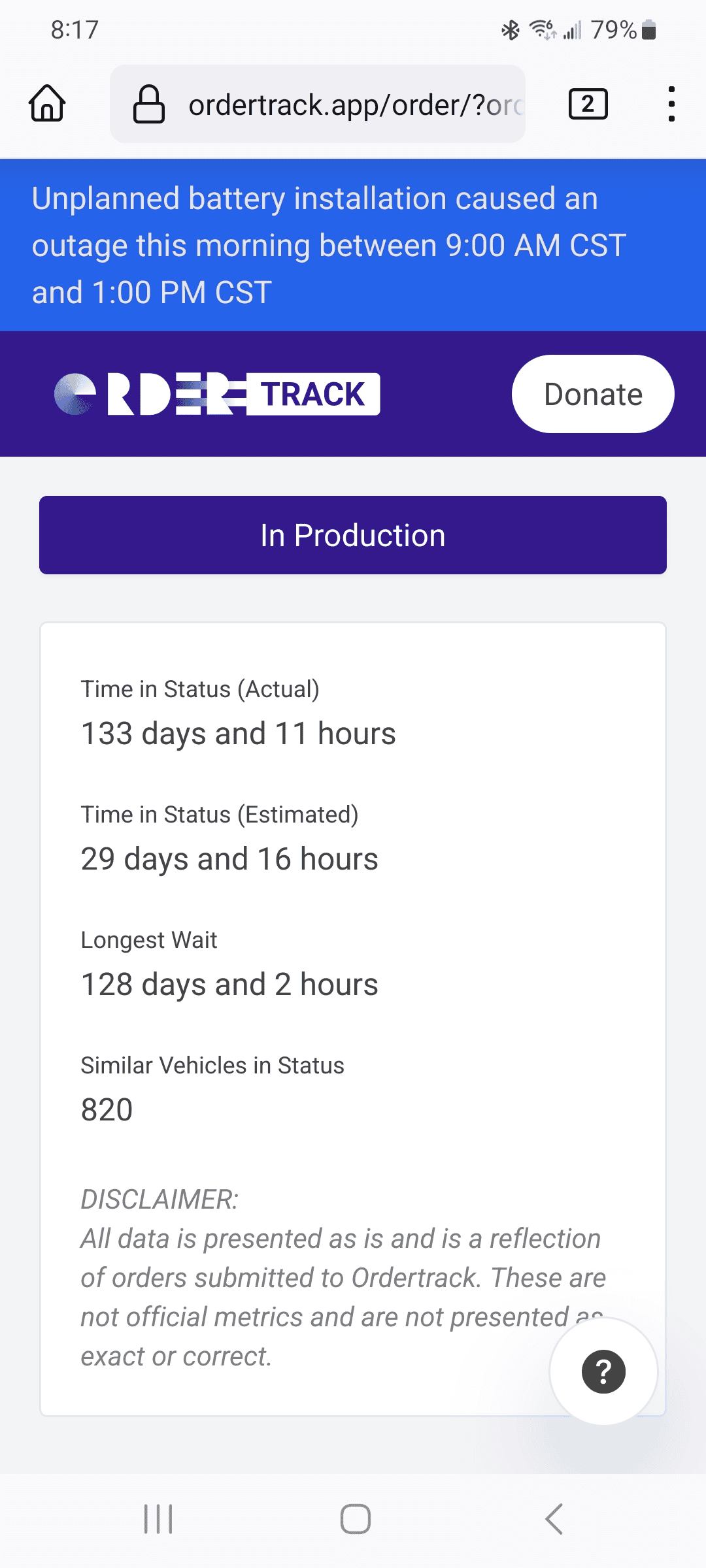 Ford F-150 Ordertrack.app record for longest production wait is me! 1670556284652