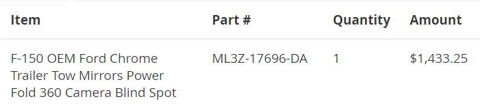 Ford F-150 BA power tow mirrors 1679088609211