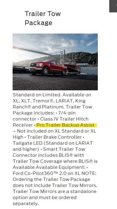 Ford F-150 Does the 401A package come with the Pro trailer knob? 1681405981739