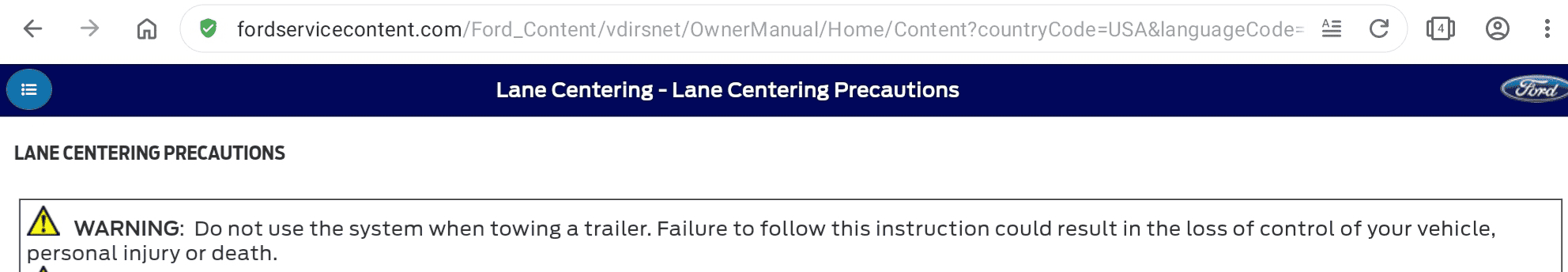 Ford F-150 Issue Towing TT with Lane Centering 1683302586957