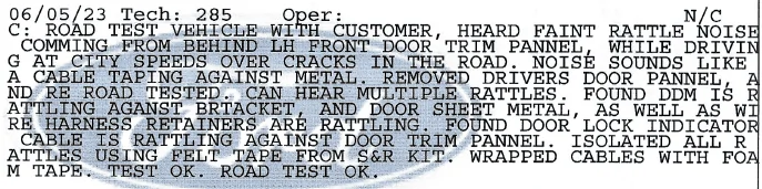Ford F-150 Drivers Door Rattle - Need A Fix 1689205695907
