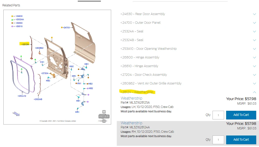 Ford F-150 Seals/Gasketing comparisson (401A vs 502A) 1689791992536
