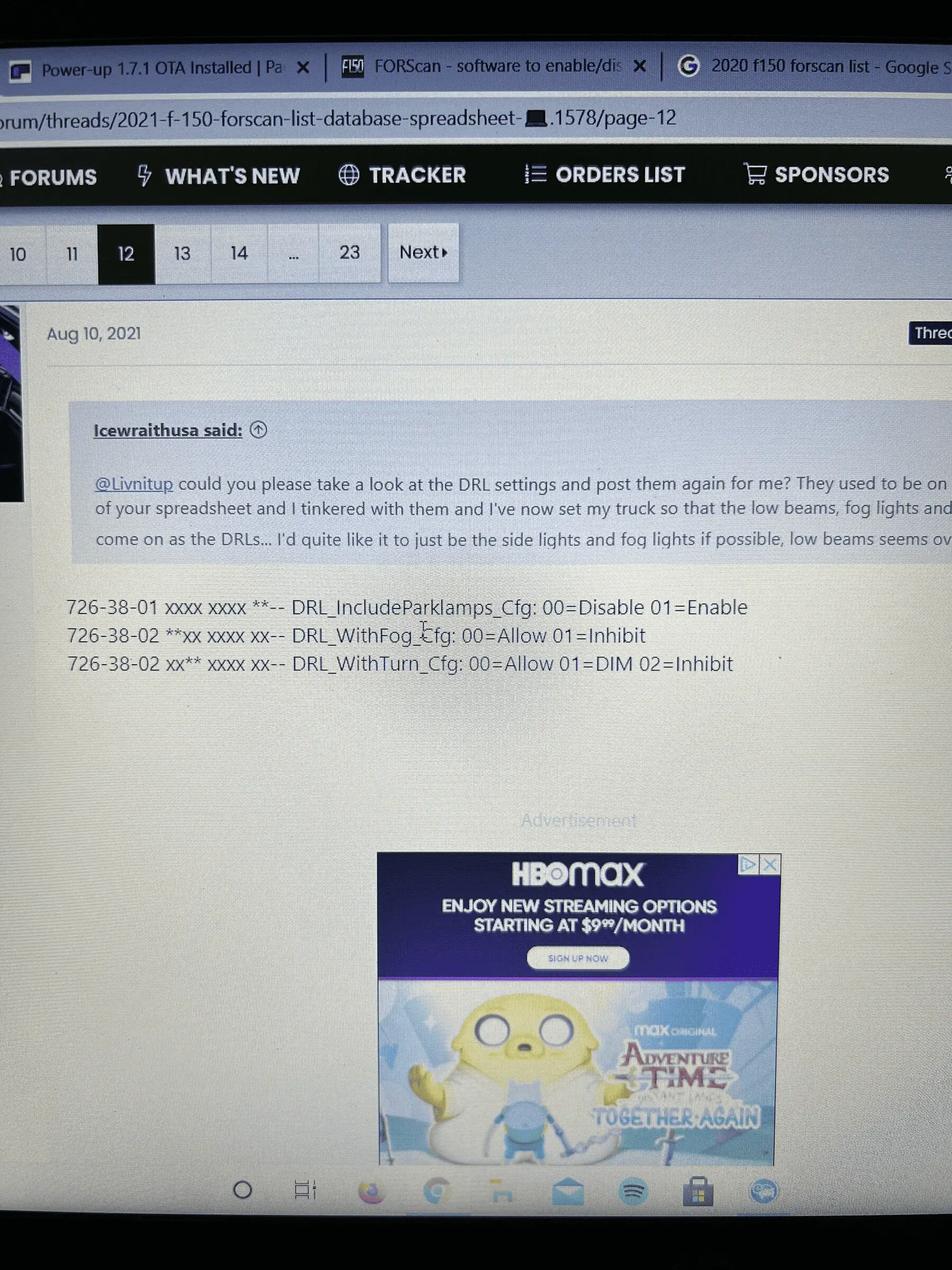 Ford F-150 DRL LED Bar brightness boosted using Forscan 1695700498842