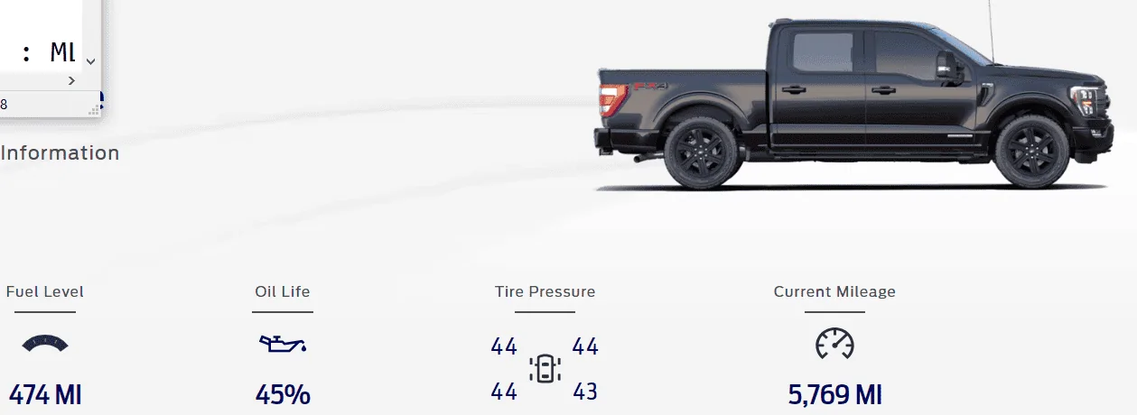 Ford F-150 Ford website vehicle dashboard update 1697510934625