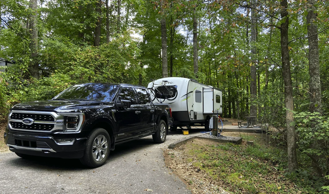 Ford F-150 E-PRO TT and Powerboost Camping Trip First Long Distance Tow 1697717960892