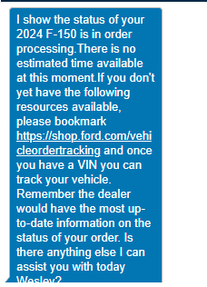 Ford F-150 2024 Delivery dates? 1702314307046