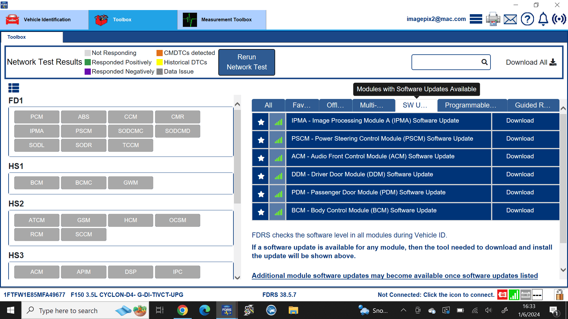 Ford F-150 ECU module programming guide using FDRS 1704576849243