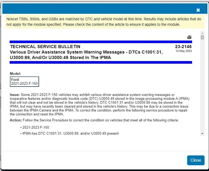 Ford F-150 SSM 51688 Inoperative camera   TSB 23-2146 1722632012569-r