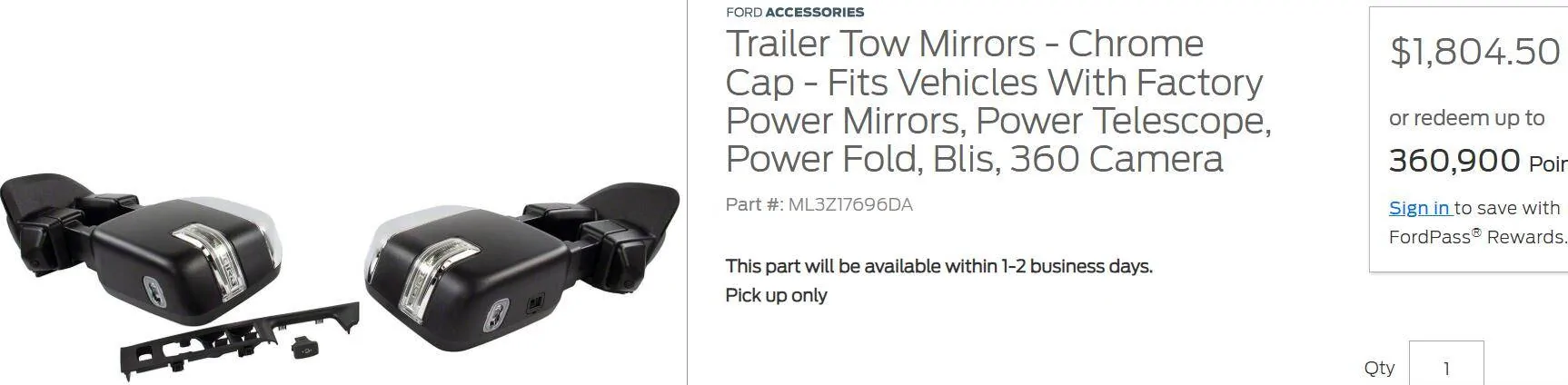 Ford F-150 Tow Mirrors 360/P fold/P extend - New w/ install harness $1400 1739844377875-jz
