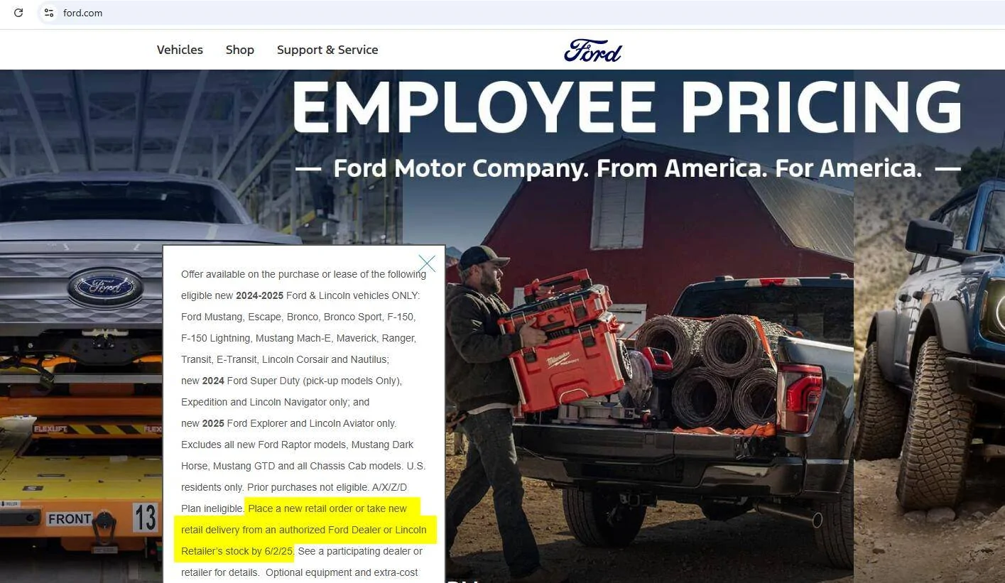 Ford F-150 Ford offers employee pricing (below invoice) to all US customers April 3 through June 2 - "From America to America" 1743688209593-lg