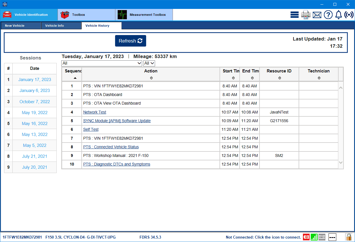Ford F-150 Request VIN Lookup Thread 1FTFW1E82MKD72981-17-Jan-23Work