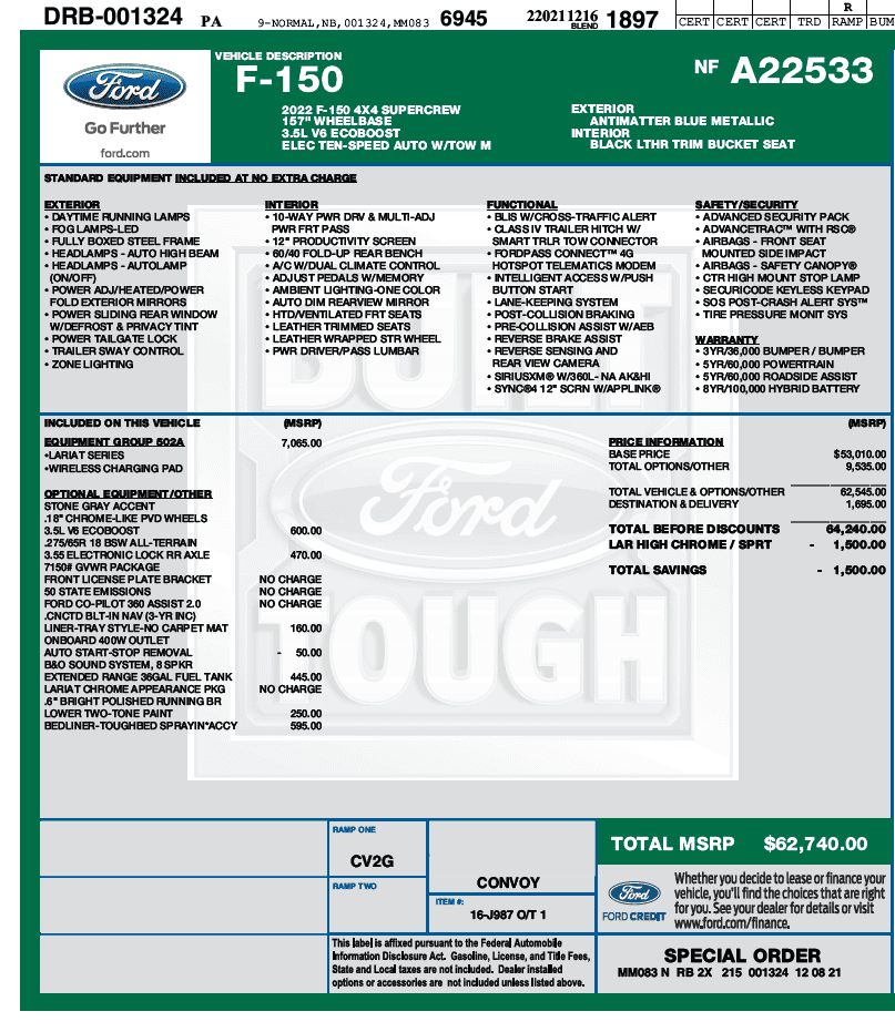 Ford F-150 No Front bumper sensors 2