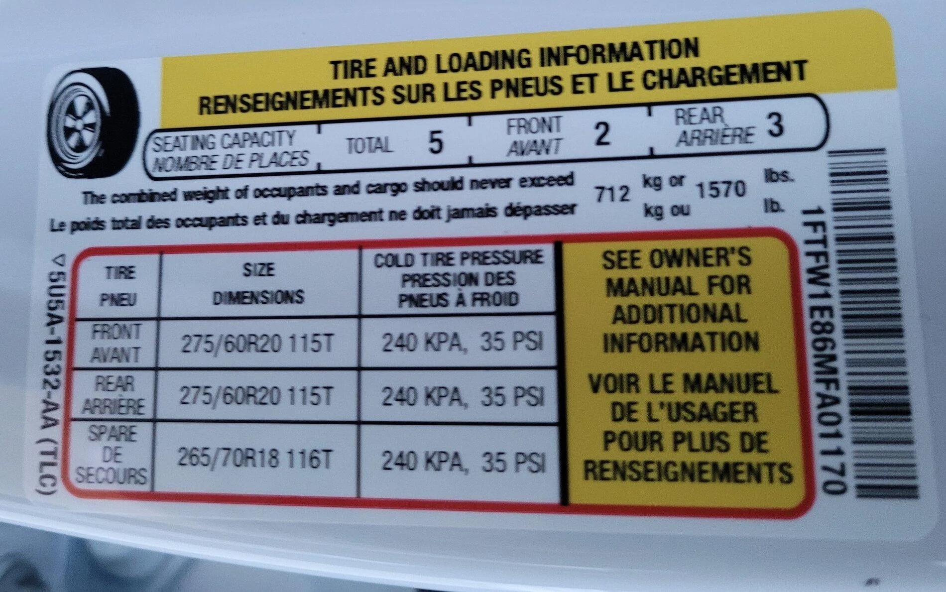 Ford F-150 GAWR (axle) stickers for regular/max tow and EB/PB 20201218_161623