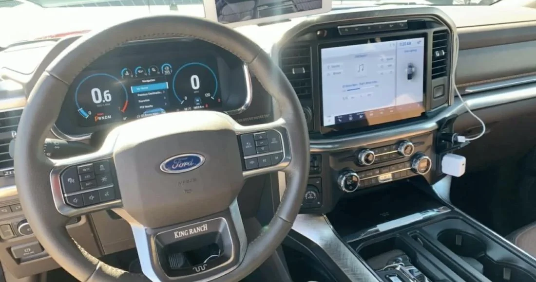 Ford F-150 KING RANCH Interior Photos and Videos (2021+ F-150 -- 14th Gen) 2021 F-150 King Ranch Interior Java Leather Bucket Seats Screen Shot 2020-11-03 at 11.49.17 PM