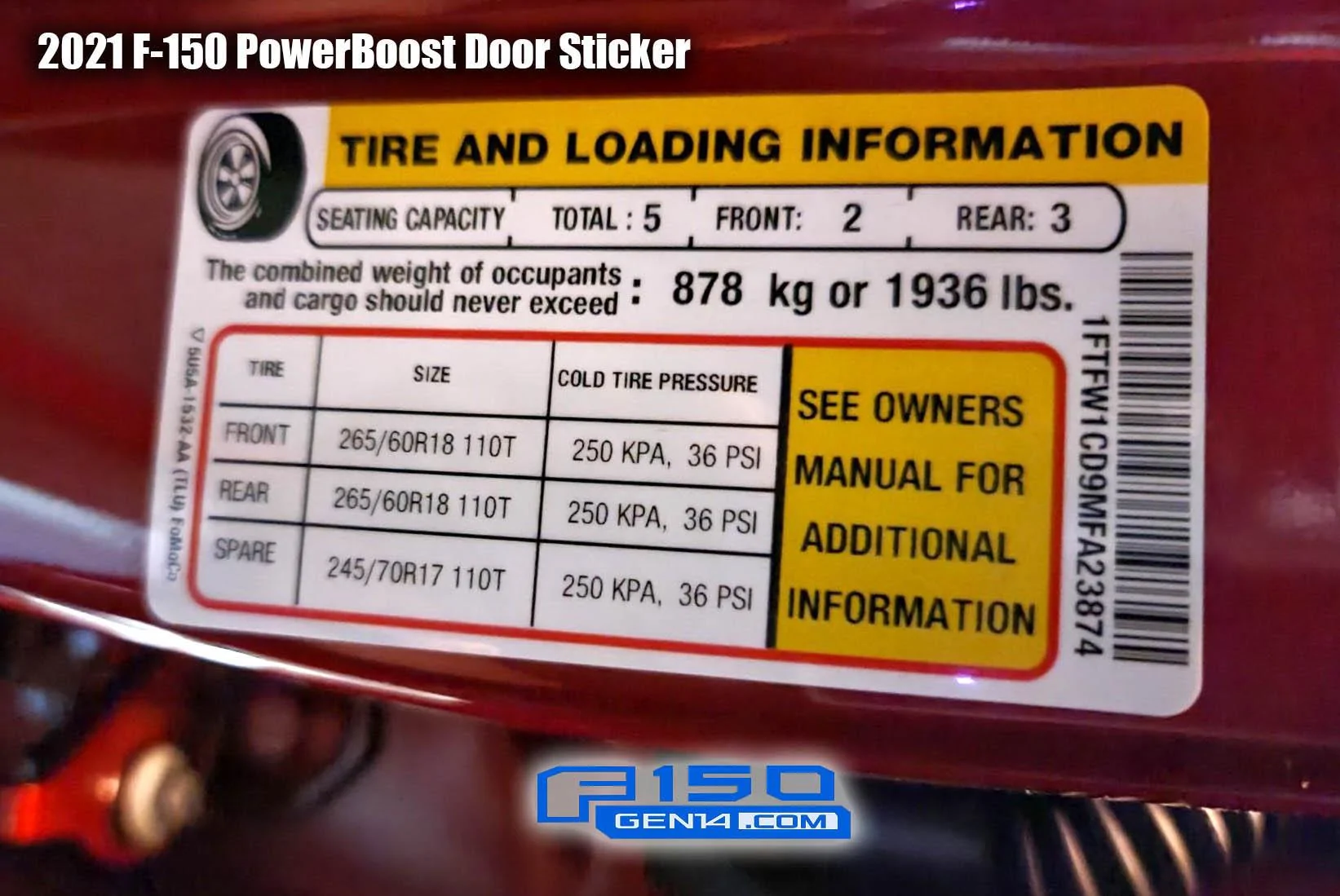 Ford F-150 2.25" leveling kit installed on my 2021 F-150 XLT PowerBoost 2021 F-150 PowerBoost Door Sticker