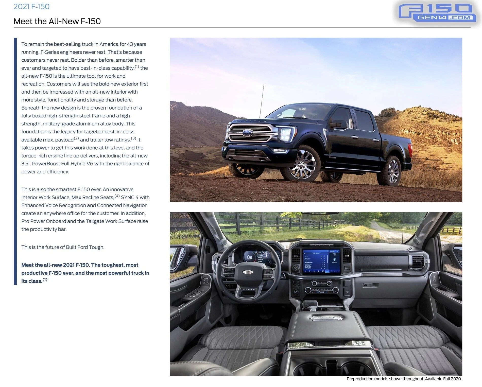 Ford F-150 2021 F-150 eSourceBook - 55 Pages of Specifications, Packaging/Options, Features, Etc 2021 F-150 Source Book
