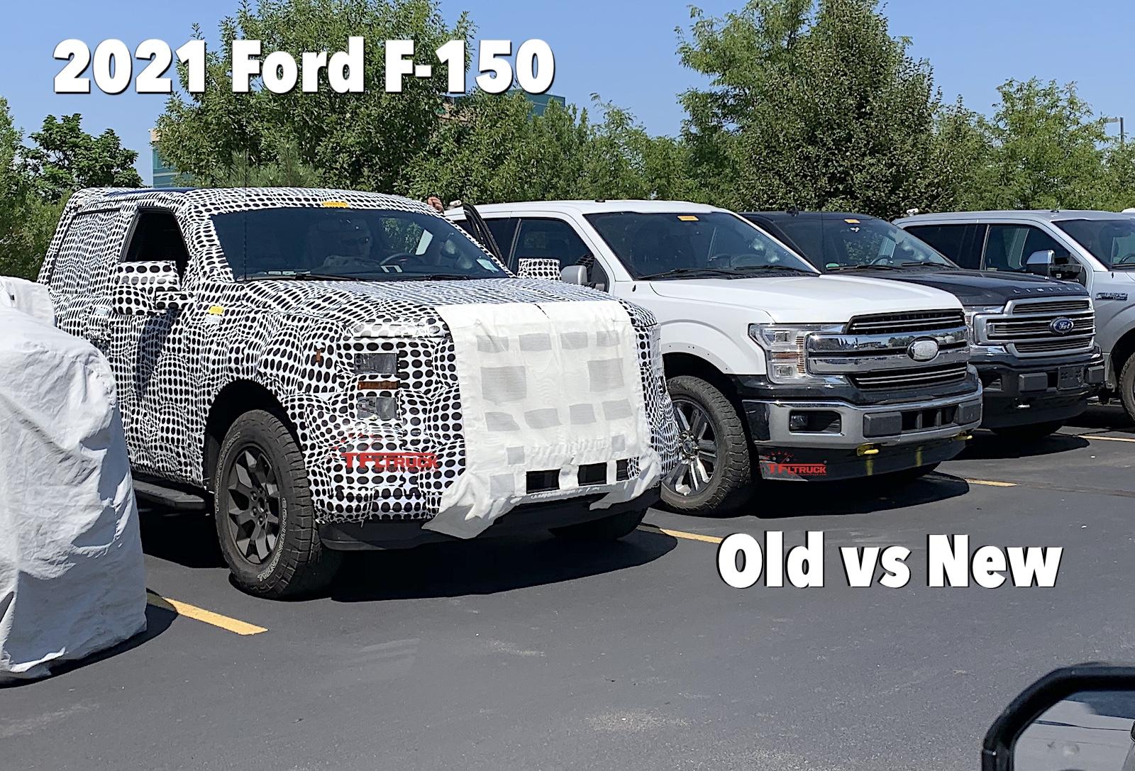 Ford F-150 Spied: 14th Gen Ford F-150 Appears To Be Larger Than Current Model 2021-ford-f150-prototype-old-versus-new