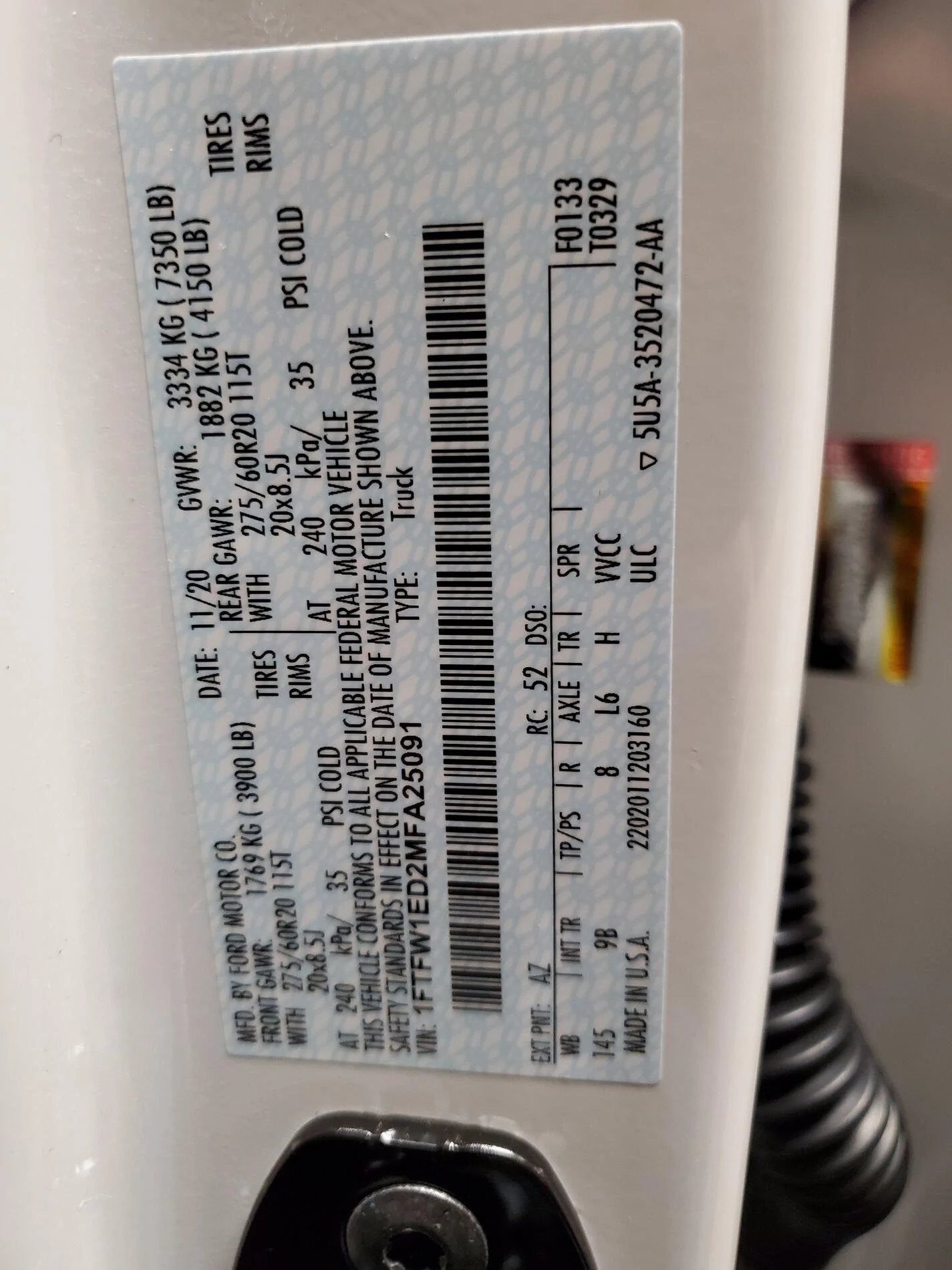 Ford F-150 5,000 LB. max for warranty without tow package? 20210117_192050