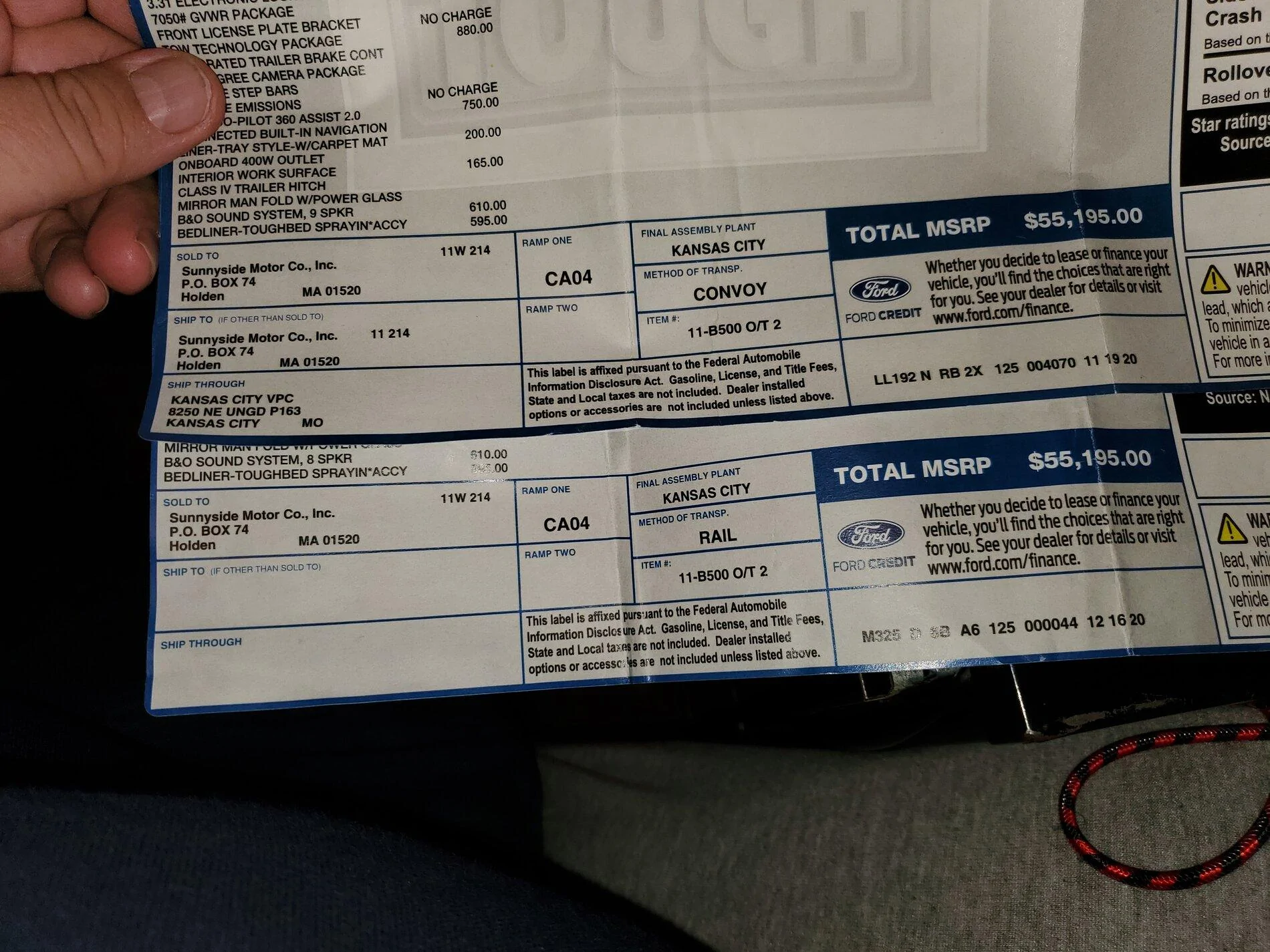 Ford F-150 Did anyone else have 2 window stickers? 20210121_134348