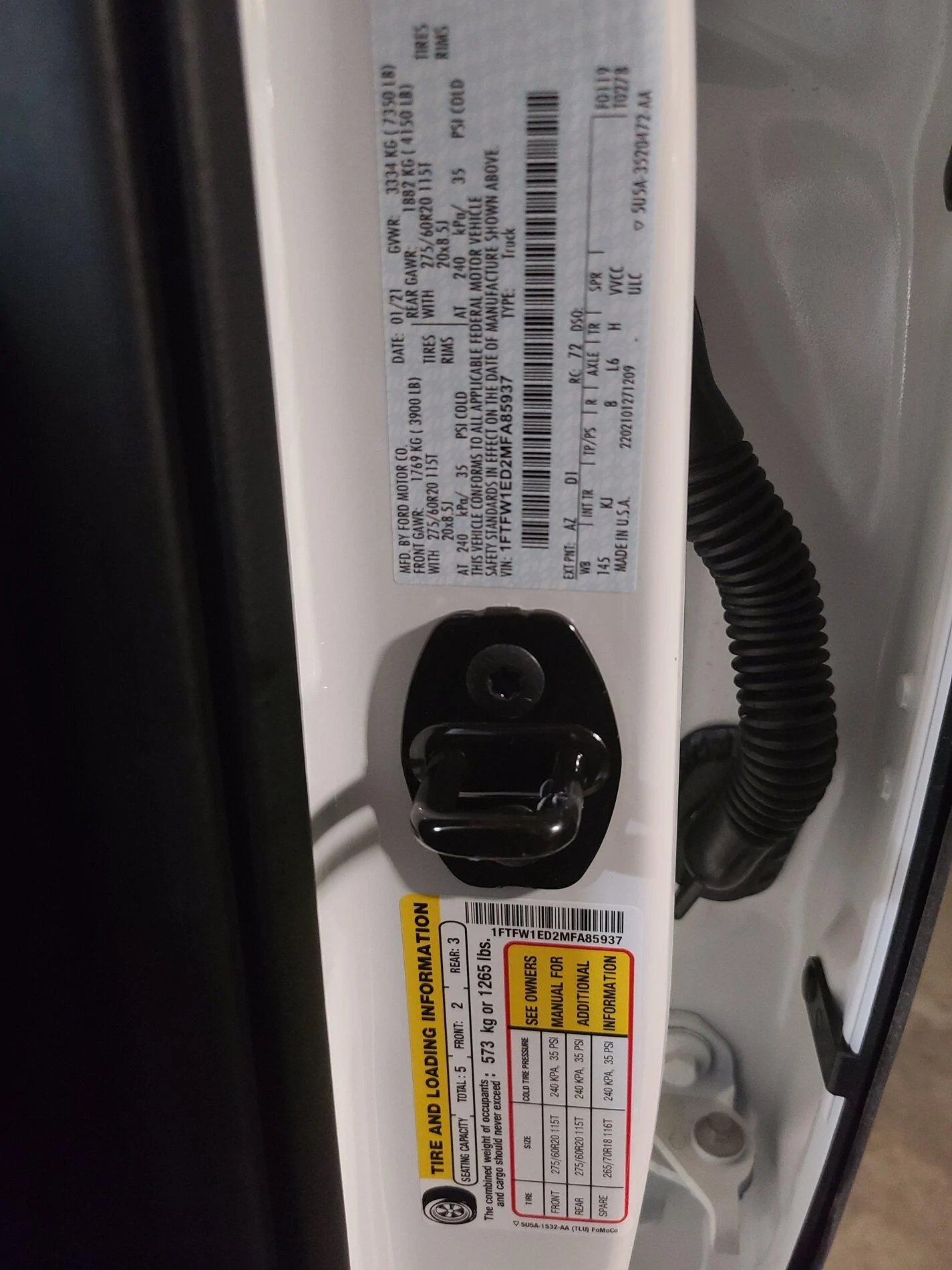 Ford F-150 GAWR (axle) stickers for regular/max tow and EB/PB 20210312_220518