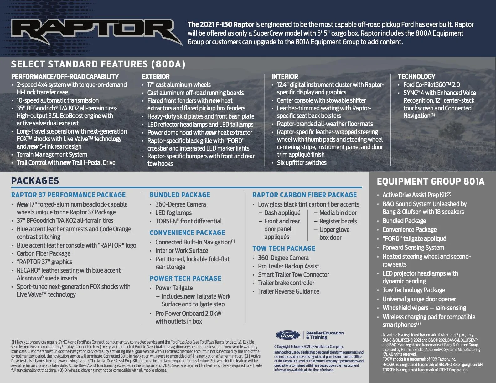 Ford F-150 2021 F-150 Raptor Hero Card Guide (Features, Specs, Packages) 2021_F150_Raptor_Hero_Card-4