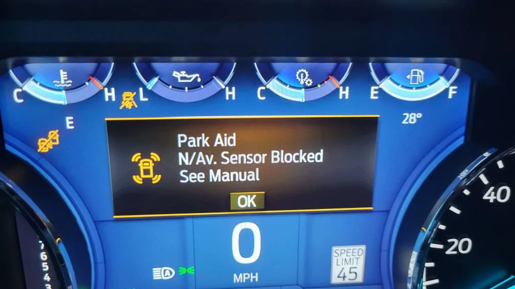 Ford F-150 Park Aid Sensor alerts 20220116_074409