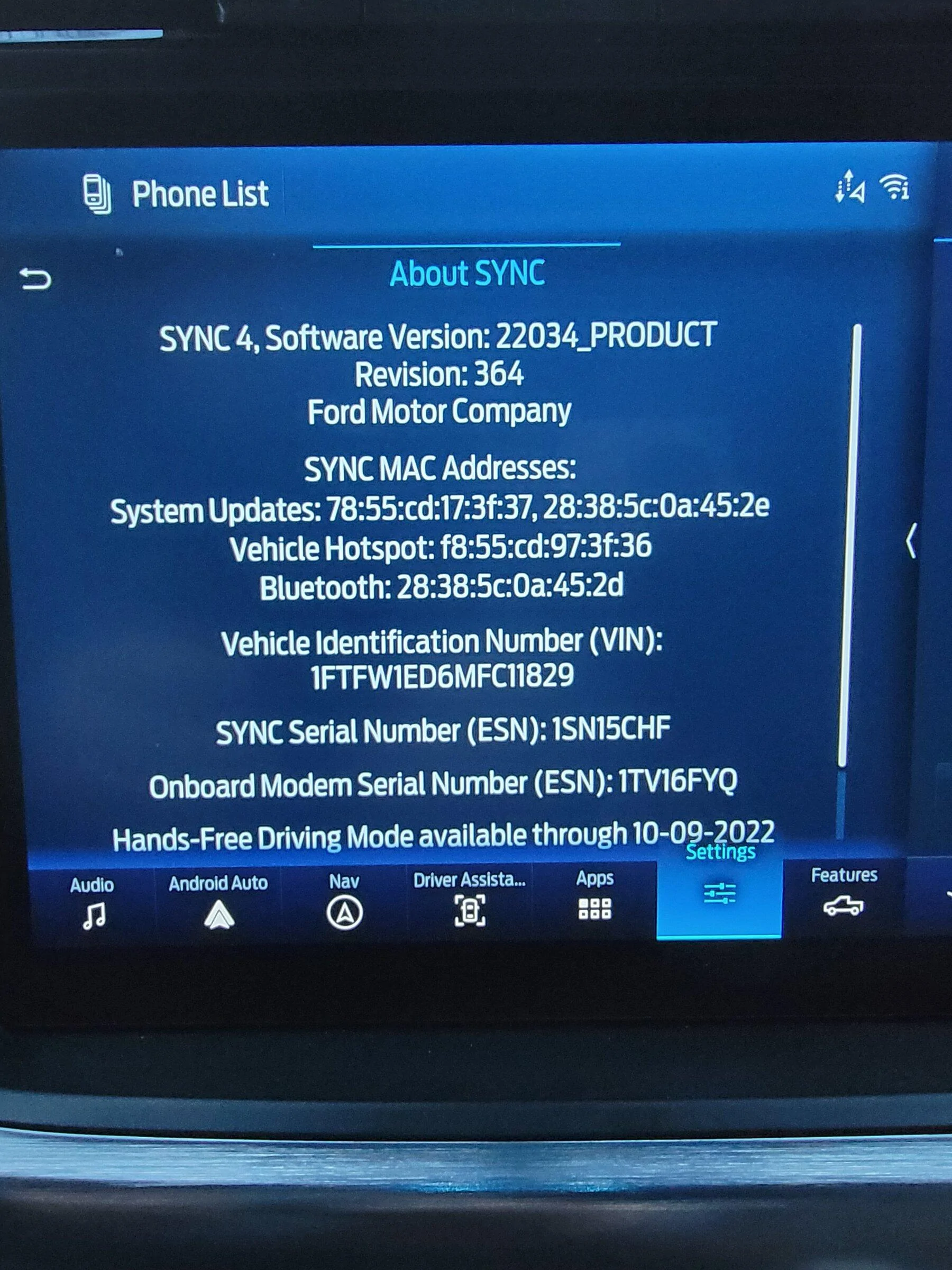 Ford F-150 Blue Cruise Not allowing hands free 20220327_200456