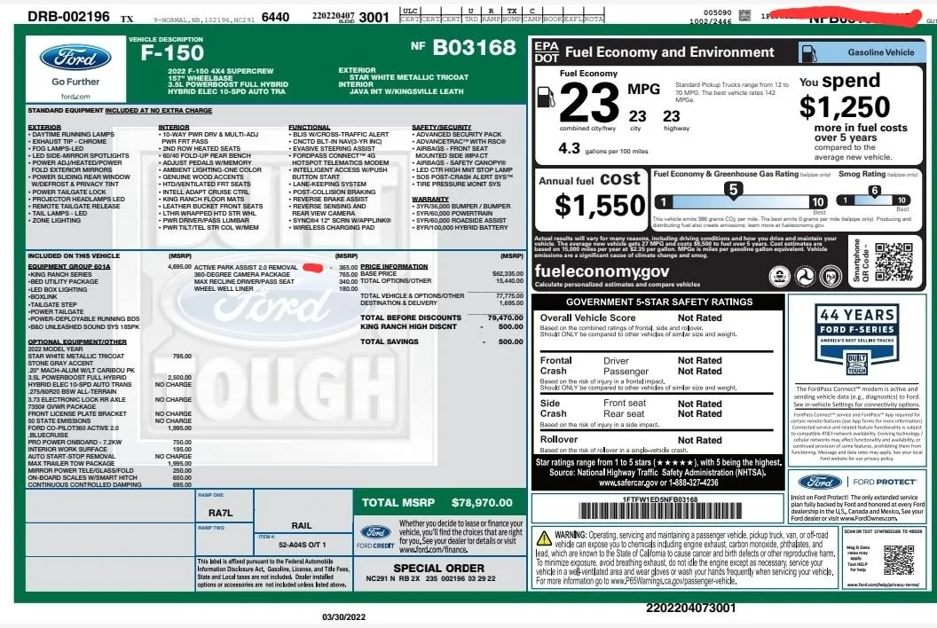Ford F-150 King Ranch on order, being built, built? 20220414_192656